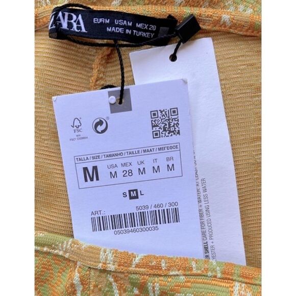 NWT Zara Yellow & Green Jacquard High Waisted Pull On Flare Pants, Size Medium - Picture 13 of 16